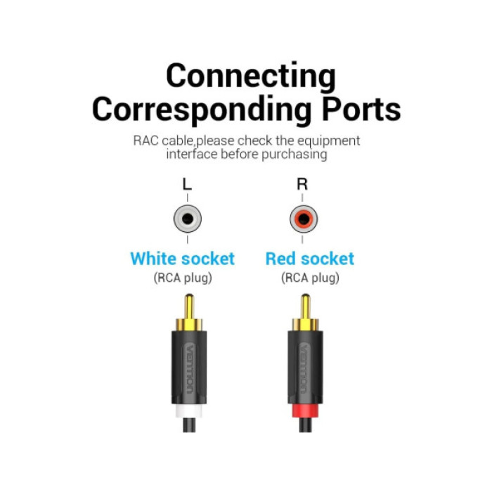 Кабель мультимедійний 2xRCA M to 2xRCA M 1.5m black Vention (BCMBG)