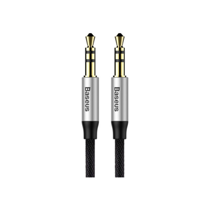 Кабель мультимедійний Jack 3.5mm Yiven M30 M/M 1.5m silver-black Baseus (CAM30-CS1)