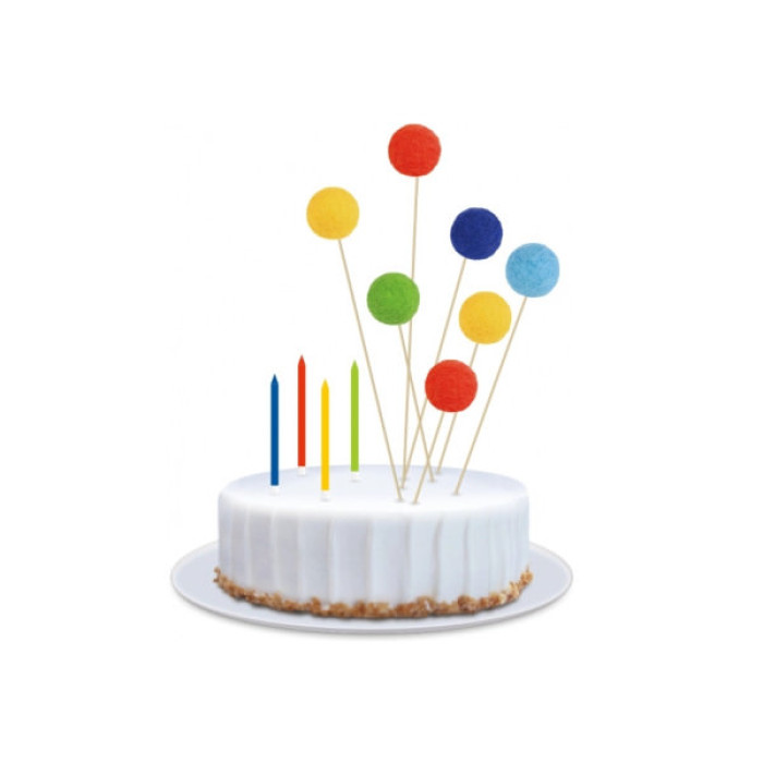 Свічка Maxi 4 шт. 7 топерів з помпонами на торт (MX642226)