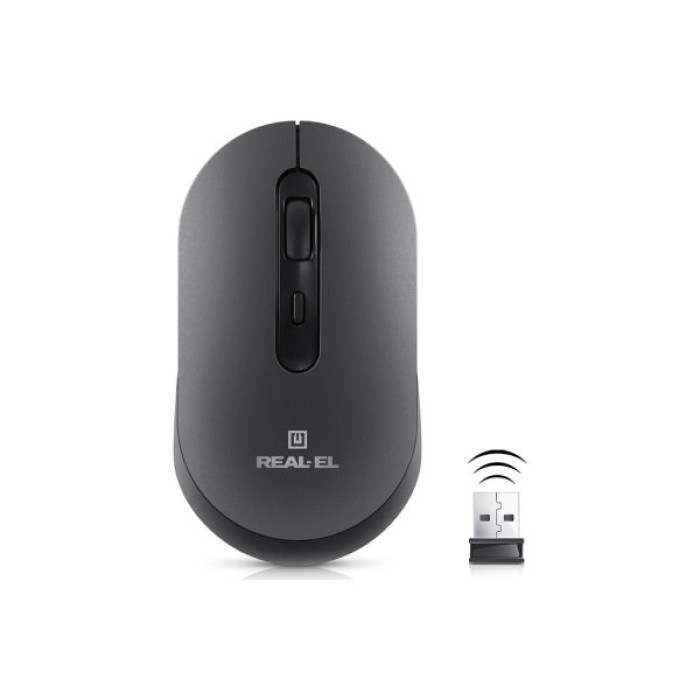 Мишка REAL-EL RM-470W Wireless/Bluetooth Dark Gray (EL123200049)