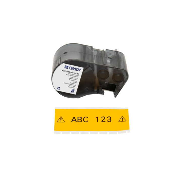 Стрічка для принтера етикеток Brady безперервна стрічка: 38,10 мм х 7,62м, black on yellow, вініл, для M510,BMP51,BMP53,M511 (M5C-1500-595-YL-BK)