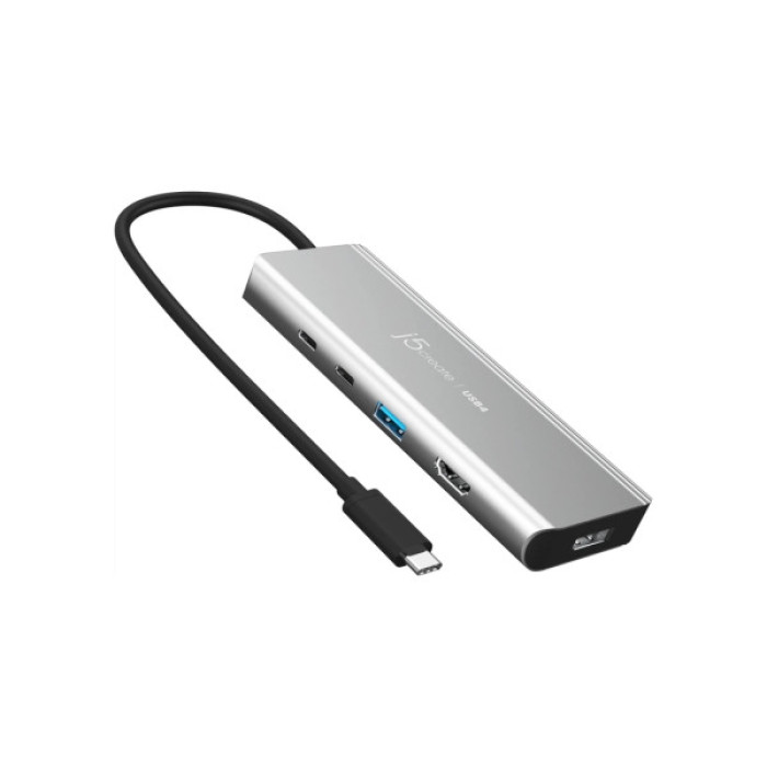 Концентратор J5create USB-C 7-in-1 USB 3.2 + USB-C PD + HDMI 4K + DisplayPort + SD/TF gray (JCD401-N)