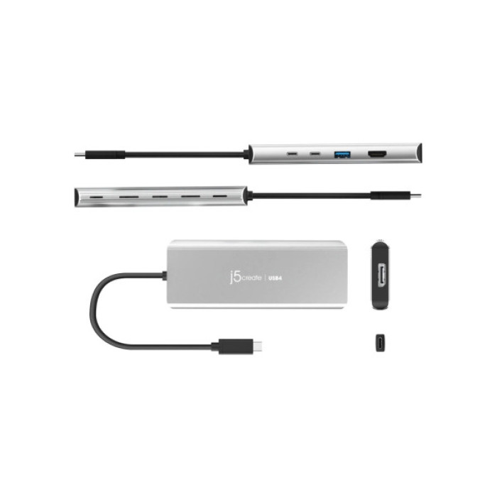 Концентратор J5create USB-C 7-in-1 USB 3.2 + USB-C PD + HDMI 4K + DisplayPort + SD/TF gray (JCD401-N)