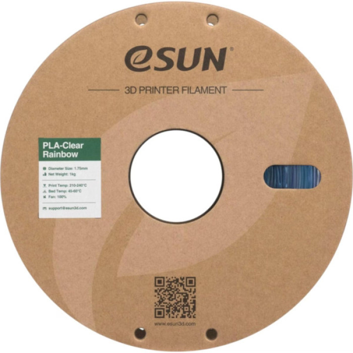 Пластик для 3D-принтера eSUN PLA Clear Rainbow 1,75mm 1kg PURPLE BLUE CYAN (PLA-CLRB175RB-ZUCY1P1)