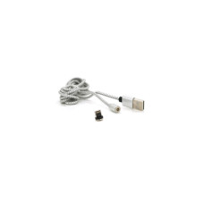 Дата кабель USB 2.0 to Lightning 2.0m 2A magnetic nylon silver Pipo (18169)