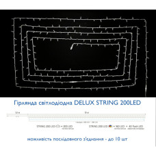 Гірлянда Delux STRING flash 200LED 20 м мульти/білий IP44 EN (90012981)