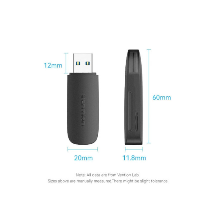 Зчитувач флеш-карт Vention USB 3.0 to SD+TF Black Dual Drive Letter (CLGB0)