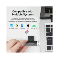 Зчитувач флеш-карт Vention USB 3.0 to SD+TF Black Dual Drive Letter (CLGB0)