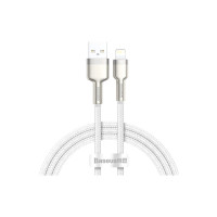 Дата кабель USB 2.0 AM to Lightning 2.0m Cafule Series Metal 2.4A White Baseus (CALJK-B02)