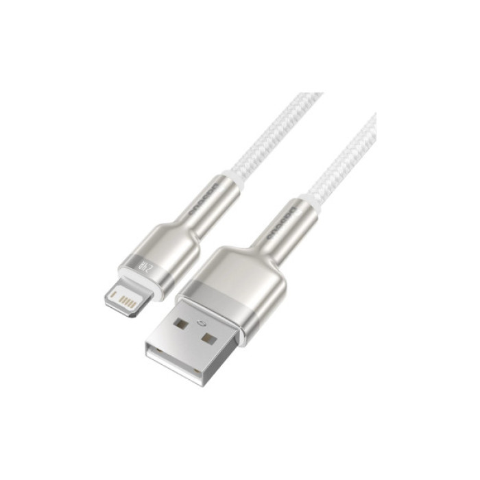 Дата кабель USB 2.0 AM to Lightning 2.0m Cafule Series Metal 2.4A White Baseus (CALJK-B02)