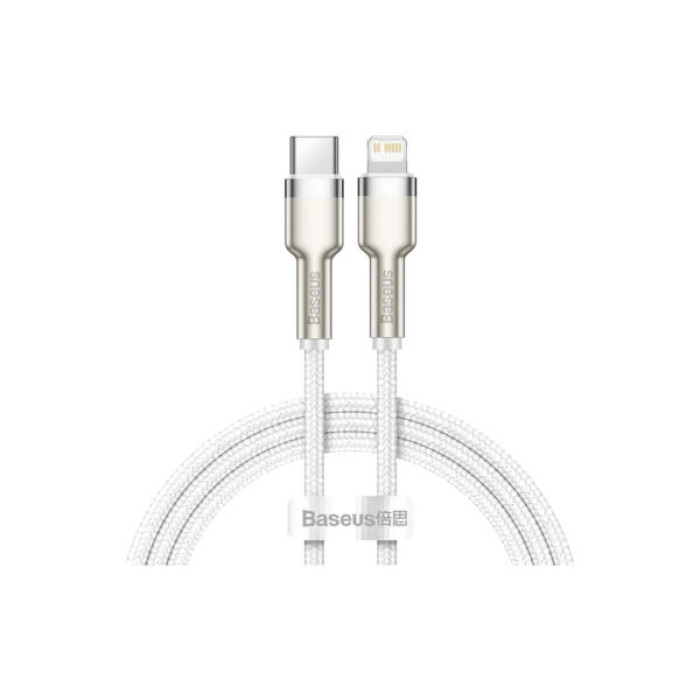 Дата кабель USB-C to Lightning 2.0m Cafule Metal PD 20W white Baseus (CATLJK-B02)