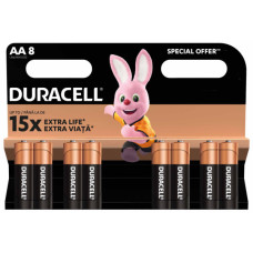 Батарейка Duracell AA лужні 8 шт. в упаковці (5000394006522 / 81417083 / 81480361)