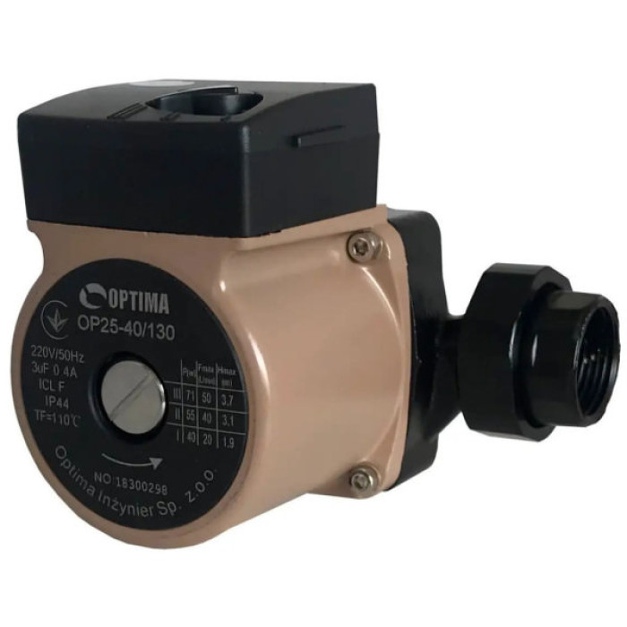 Циркуляційний насос Optima OP25-40-130, G 1 1/4", 10 бар, 130мм, 71Вт, 230В (8365)