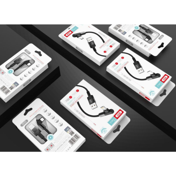 Дата кабель USB 2.0 AM to Lightning 1.0m 2.4A 90° corner white XO (NB152-L-1-WH)