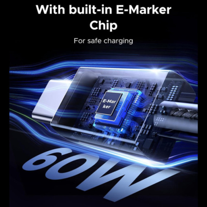 Дата кабель USB-C to USB-C 2.0m PD60W 3A braided L524 gray Ugreen (55775)