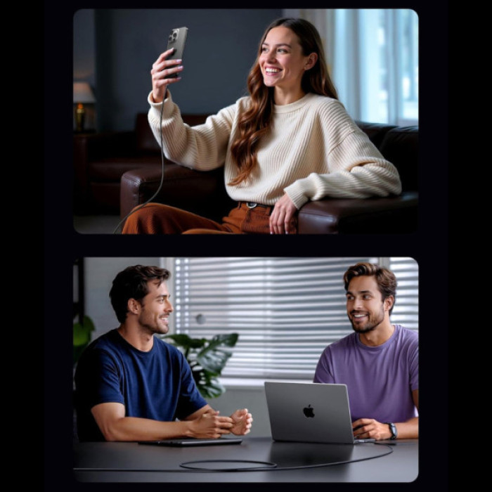 Дата кабель USB-C to USB-C 2.0m PD60W 3A braided L524 gray Ugreen (55775)