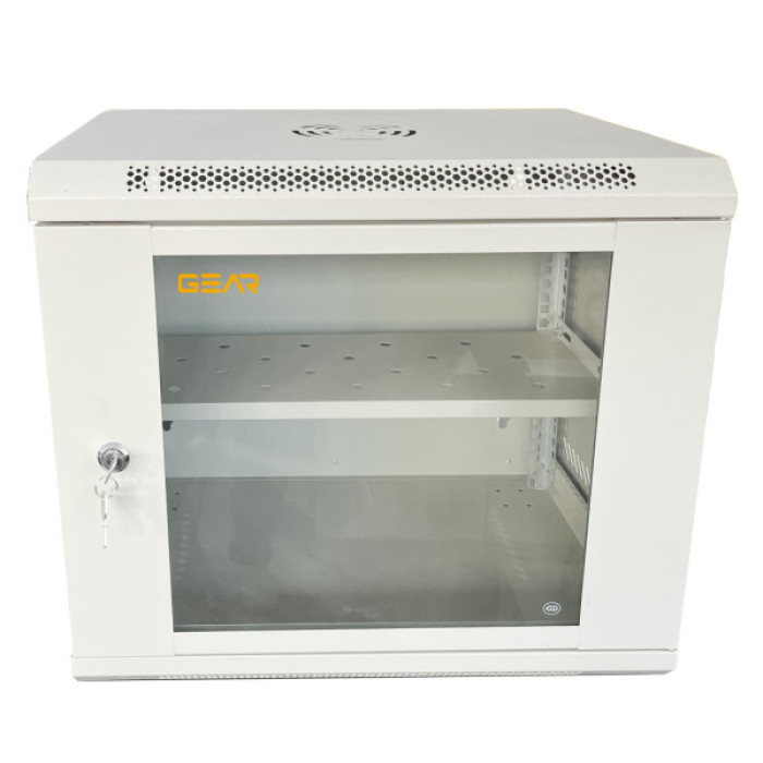 Шафа настінна GEAR 9U 19" 530x400x450 мм, + полка 19", grey (GWMSN-9U-530-400G)