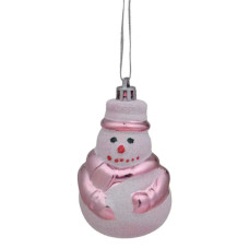 Ялинкова іграшка Chomik Сніговик 2 шт 8 см білий з рожевим (5900779839243)