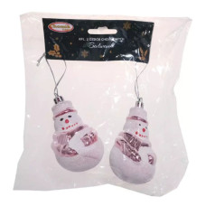 Ялинкова іграшка Chomik Сніговик 2 шт 8 см білий з рожевим (5900779839243)