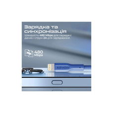 Дата кабель USB 2.0 AM to Lightning 1.0m navy Promate (xcord-ai.navy)