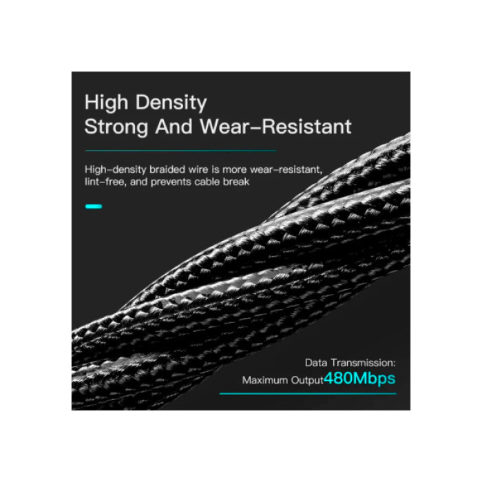 Дата кабель USB 2.0 AM to Lightning 3.0m 2.4A black Essager (EXCL-LSC01)