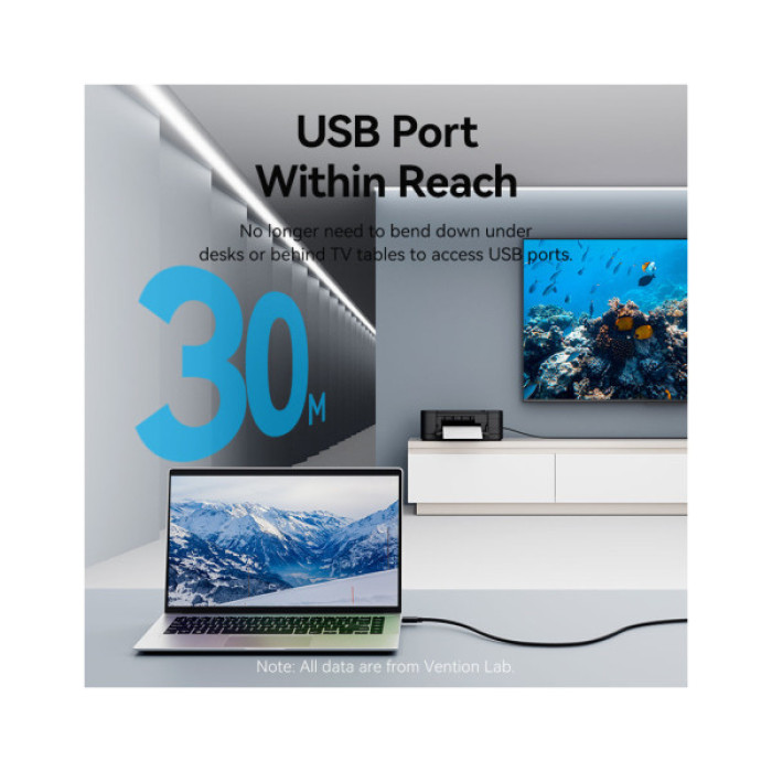 Дата кабель USB 2.0 AM/AF 25.0m Active black Vention (CBKBS)