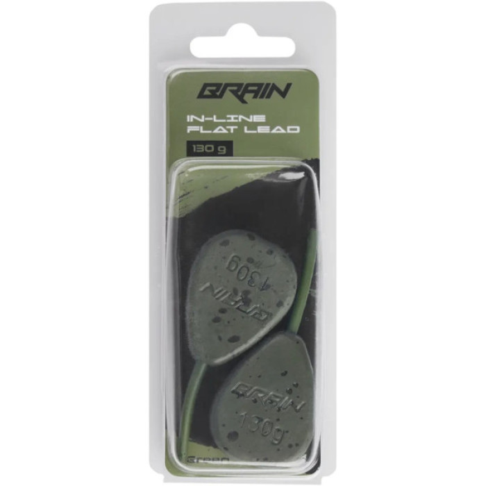 Грузило Brain In-Line Flat Lead 130g 2шт/уп Green (1858.32.09)