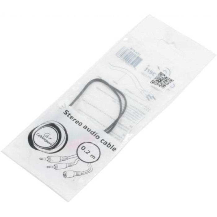 Кабель мультимедійний 3.5mm M to 2x3.5mm M 0.2m (4pin) Cablexpert (CCA-418)