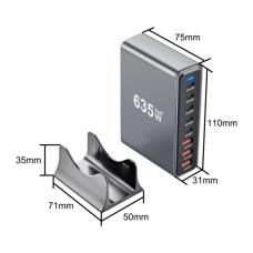 Зарядний пристрій XoKo 2xUSB-C PD3.1 140W + 2xUSB-C PD100W + 1xUSB-C PD65W + 3xUSB QC30W GaN (QC-600)
