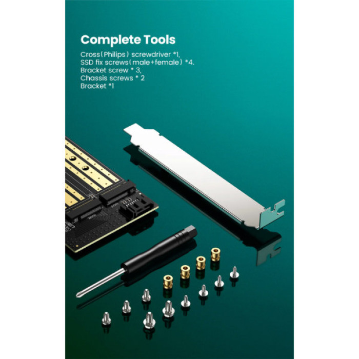 Контролер Ugreen PCI-E 3.0 for SSD M.2 NVMe + M.2 NGFF CM302 (70504)