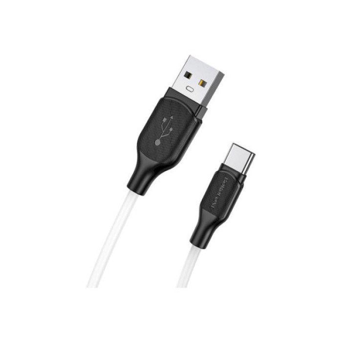 Дата кабель USB 2.0 AM to USB-C 1.0m 3A silicone BX42 white BOROFONE (6931474736772)