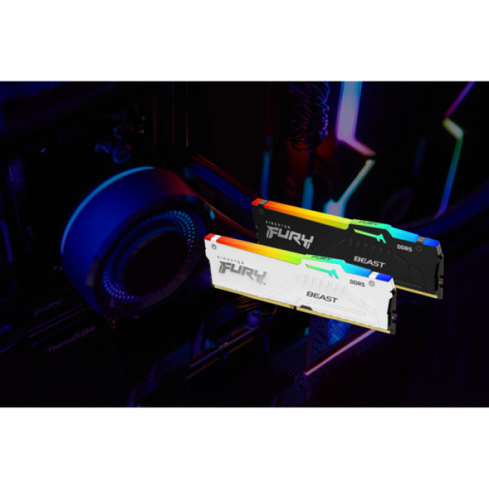 Модуль пам'яті для комп'ютера DDR5 32GB (2x16GB) 6000 MHz Beast RGB EXPO White Kingston Fury (ex.HyperX) (KF560C36BWE2AK2-32)