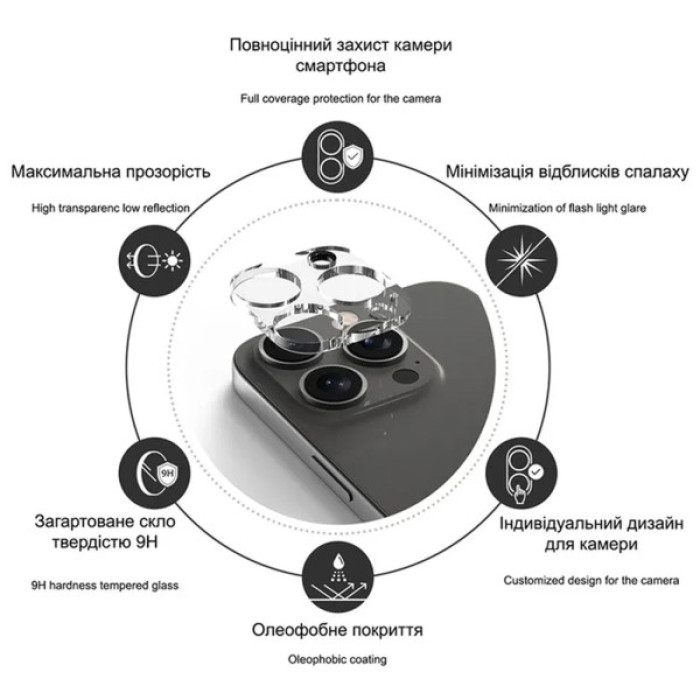 Скло захисне Drobak 3D Apple iPhone 17 camera (333339)