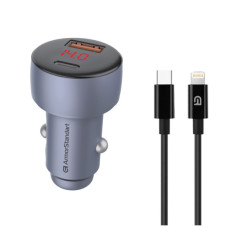 Зарядний пристрій Armorstandart AR-C43 Type-C PD30W + USB QC 3.0 Grey + cable Lightning (ARM82462)