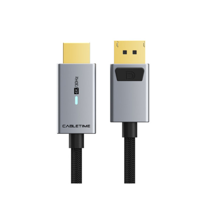Кабель мультимедійний DisplayPort M to HDMI M 1.8m 4K30Hz Cabletime (CA915323)