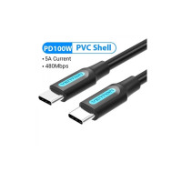 Дата кабель USB-C to USB-C 1.5m 5A black Vention (COTBG)