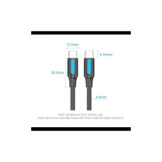 Дата кабель USB-C to USB-C 1.5m 5A black Vention (COTBG)