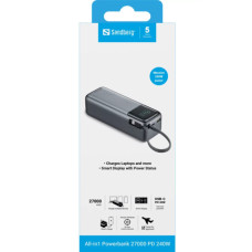 Батарея універсальна Sandberg 27000mAh 140W+100W PD/140W, with built-in Type-C cable 140W (421-31)