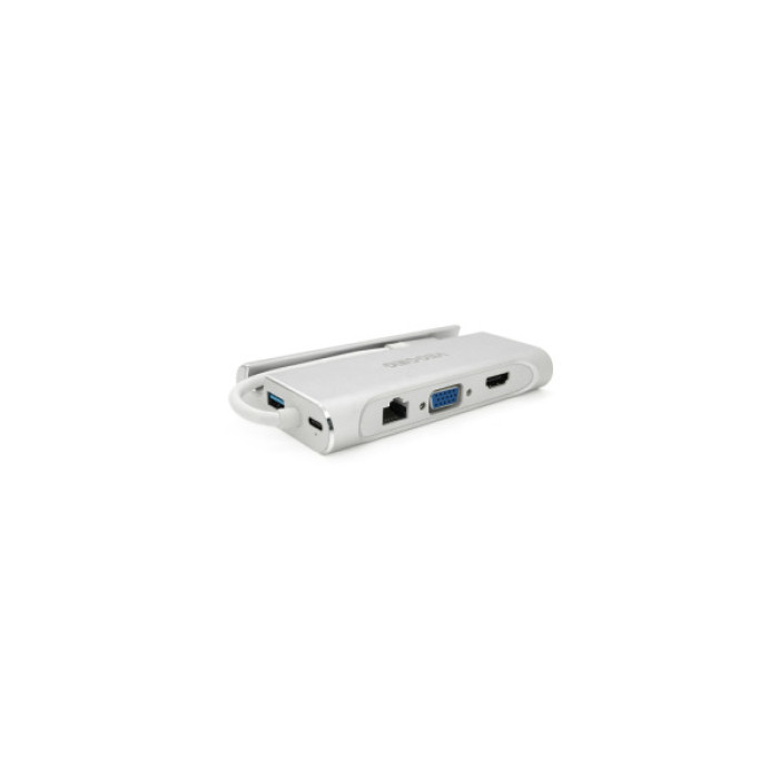 Концентратор VEGGIEG USB-C 5-in-1 USB-C + 3xUSB 3.0 + HDMI + RJ45 0.1m silver (TC07-S)