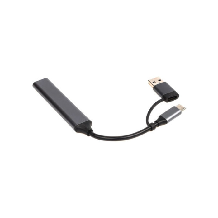 Концентратор Dynamode USB Type-C + USB-A to 1хUSB-C 3.0 1хUSB-A 3.0 2xUSB-A 2.0 dark grey (DM-UH-314AC)