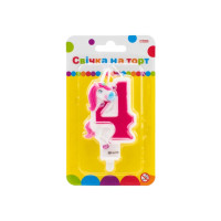 Свічка Maxi двостороння "4" із зображенням єдинорога висотою 7,62 см (MX622066-4)