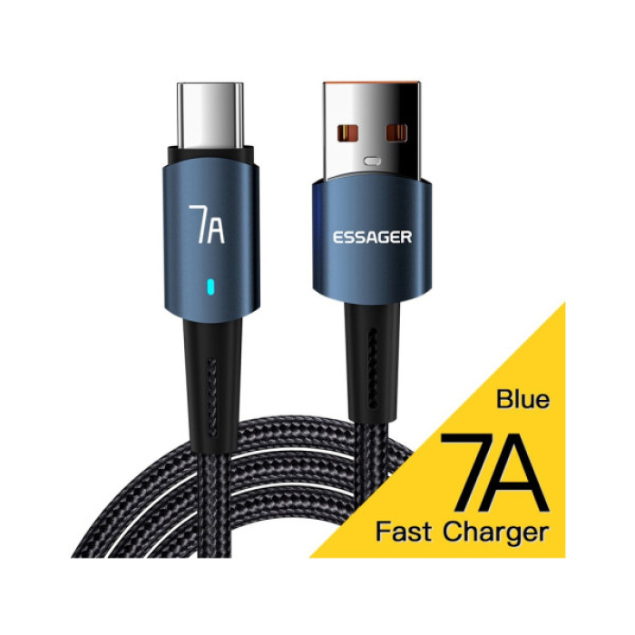 Дата кабель USB 2.0 AM to USB-C 1.0m 7A 100W blue Essager (EXC7A-CG03-P)