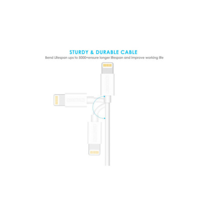 Дата кабель USB 2.0 AM to Lightning 1.8m 2.1A MFI White Choetech (IP0027-WH)