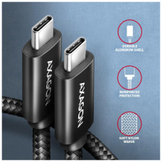 Дата кабель USB-C to USB-C 3.0m USB 2.0 PD 240W 5A black AXAGON (BUCM2-CM30AB)