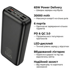 Батарея універсальна HOCO 30000mAh Apollo PD/65W QC/3.0 Black (DB81 / 714720)