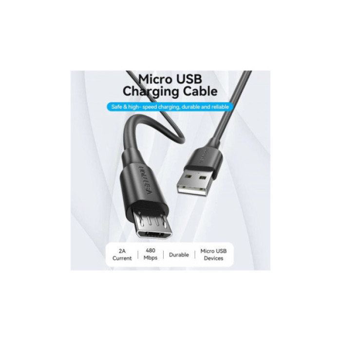 Дата кабель USB 2.0 AM to Micro 5P 2.0m black Vention (CTIBH)
