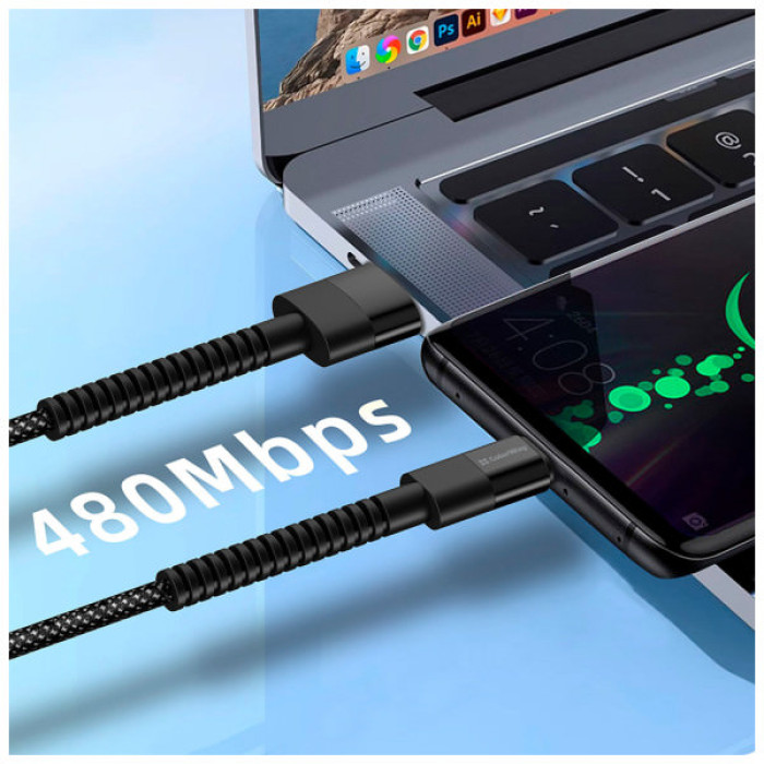 Дата кабель USB 2.0 AM to USB-C 1.0m 2.4А black ColorWay (CW-CBUC063-BK)