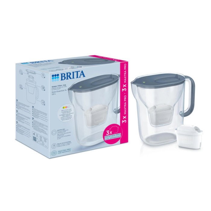 Фільтр-глечик Brita Style Essential XL MXPro 3.6л + 3 картриджа сіро-блакитний (1059312)