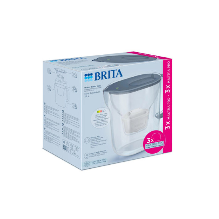 Фільтр-глечик Brita Style Essential XL MXPro 3.6л + 3 картриджа сіро-блакитний (1059312)