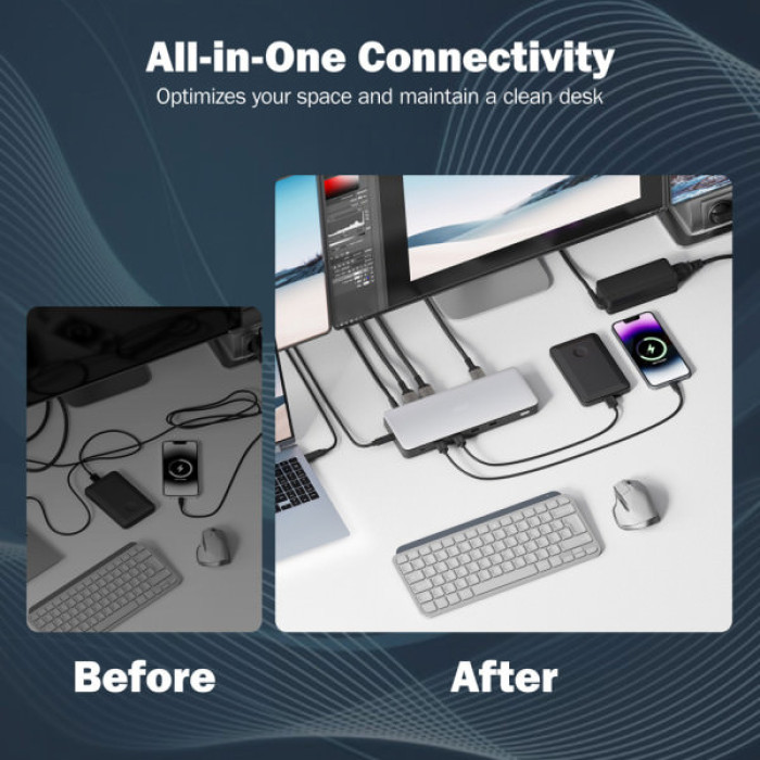 Порт-реплікатор Digitus USB-C > 3xHDMI/2xDP/4xUSB-A/USB-C/RJ54/DC/Audio (DA-70918)